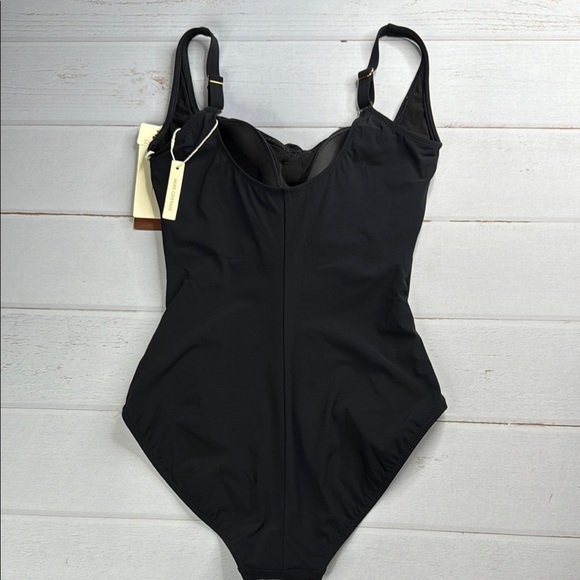 Gottex Black Rose Bud One Piece Adjustable Straps Swimsuit Size 12 - Picture 7 of 12